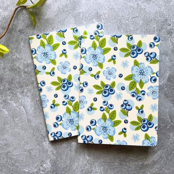 Garden Blueberries Blue Mini Notebook Lined Page - 2 Pack | Simpliday Paper - Picture 1 of 5